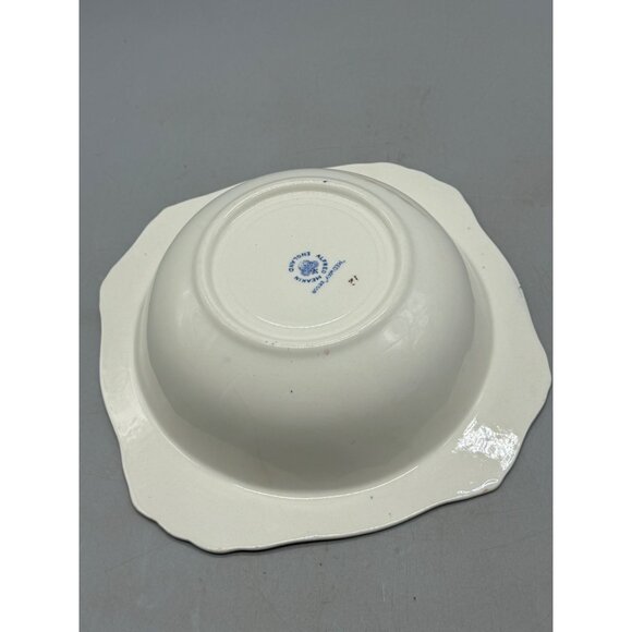 Antique midway decor Alfred Meakin England Blue & White Floral Soup Bowl READ - Picture 6 of 8